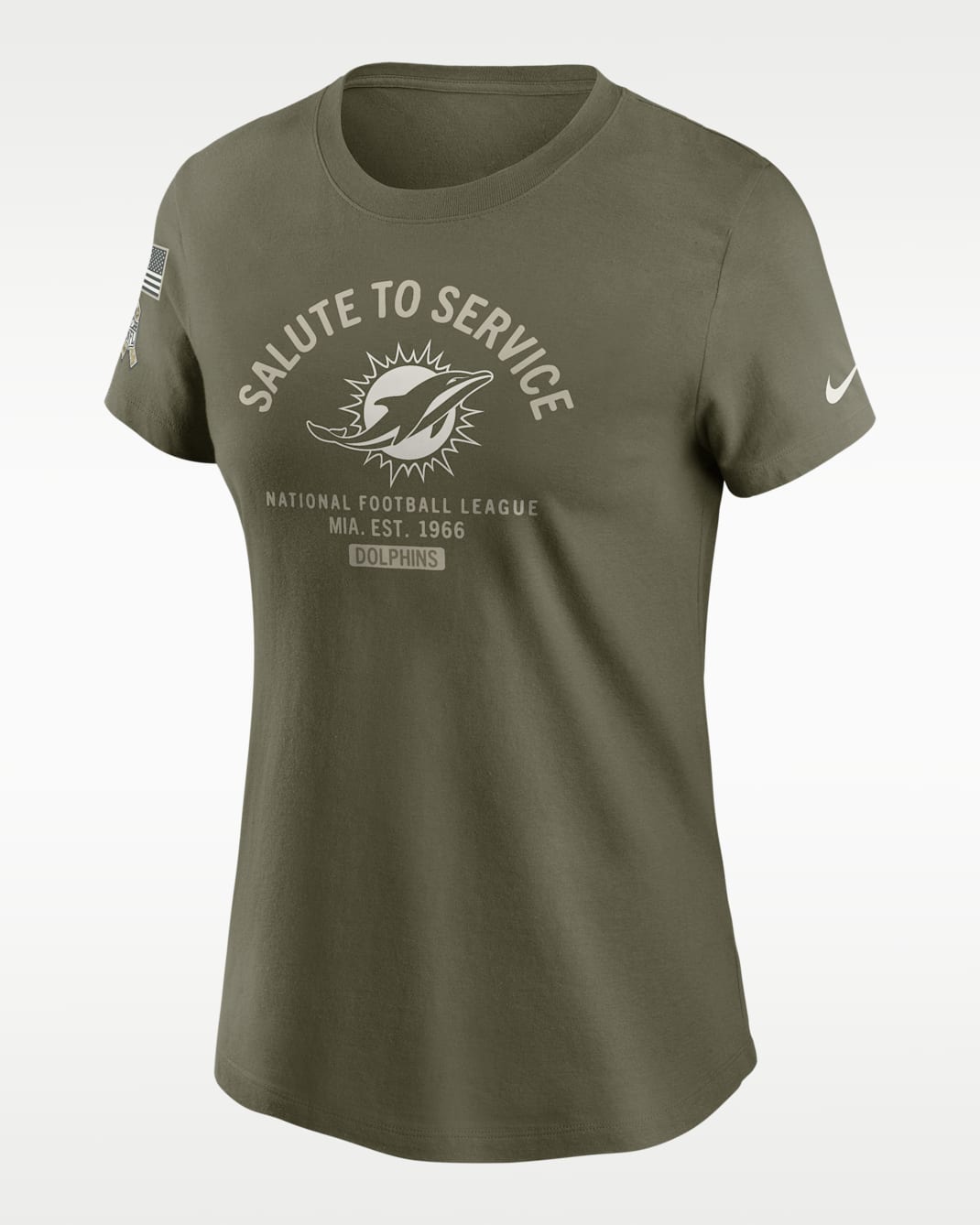 Playera Nike de la NFL para mujer Miami Dolphins Salute to Service Sideline - Oliva