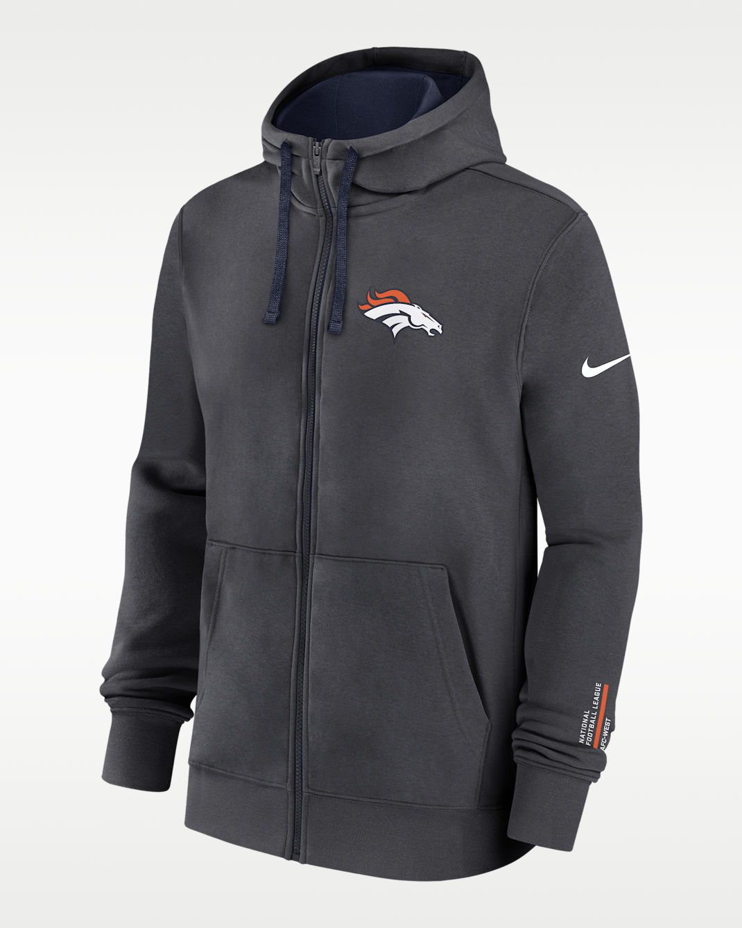 Denver Broncos Playbook Page Club Men's Nike NFL Full-Zip Hoodie - Anthracite