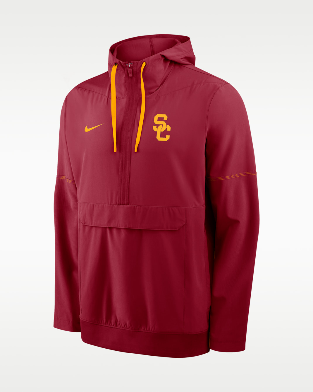 USC Sideline Anorak Men's Nike College 1/2-Zip Hooded Jacket - Team Crimson/University Gold