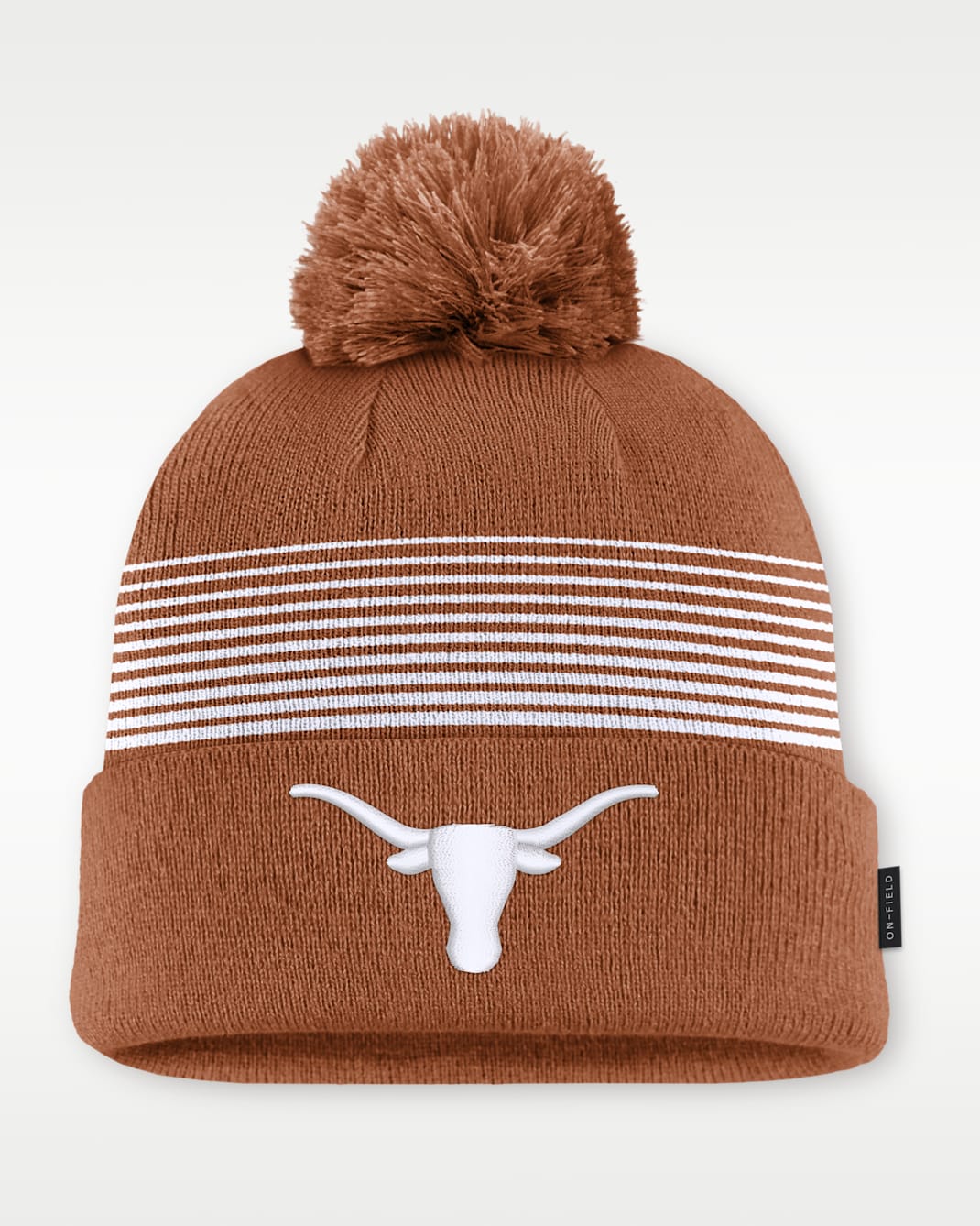 Texas Sideline Peak Men's Nike College Cuffed Pom Beanie - Desert Orange/White