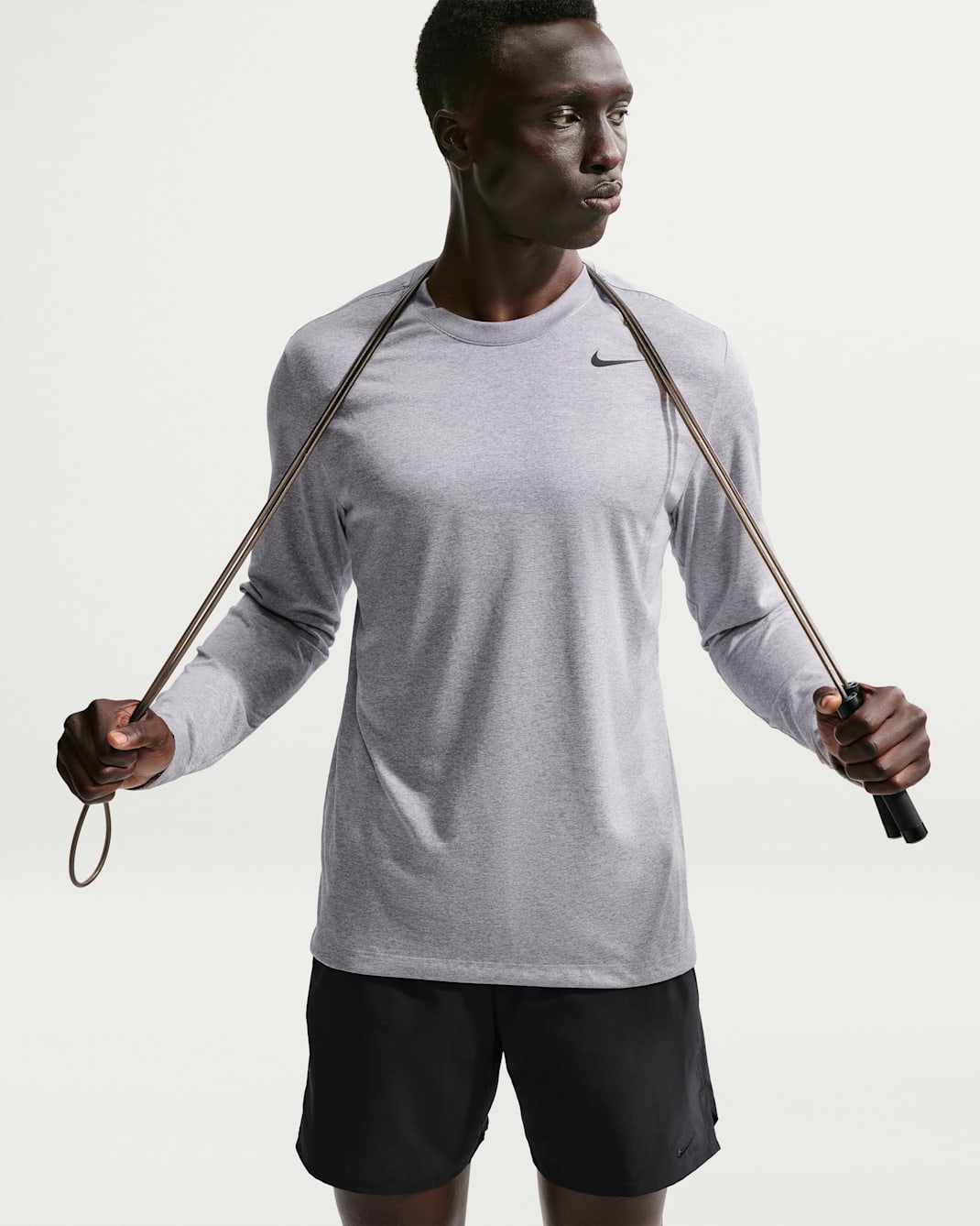 Nike Dri-FIT Legend Men's Long-Sleeve Fitness Top - Tumbled Grey/Flat Silver/Heather/Black