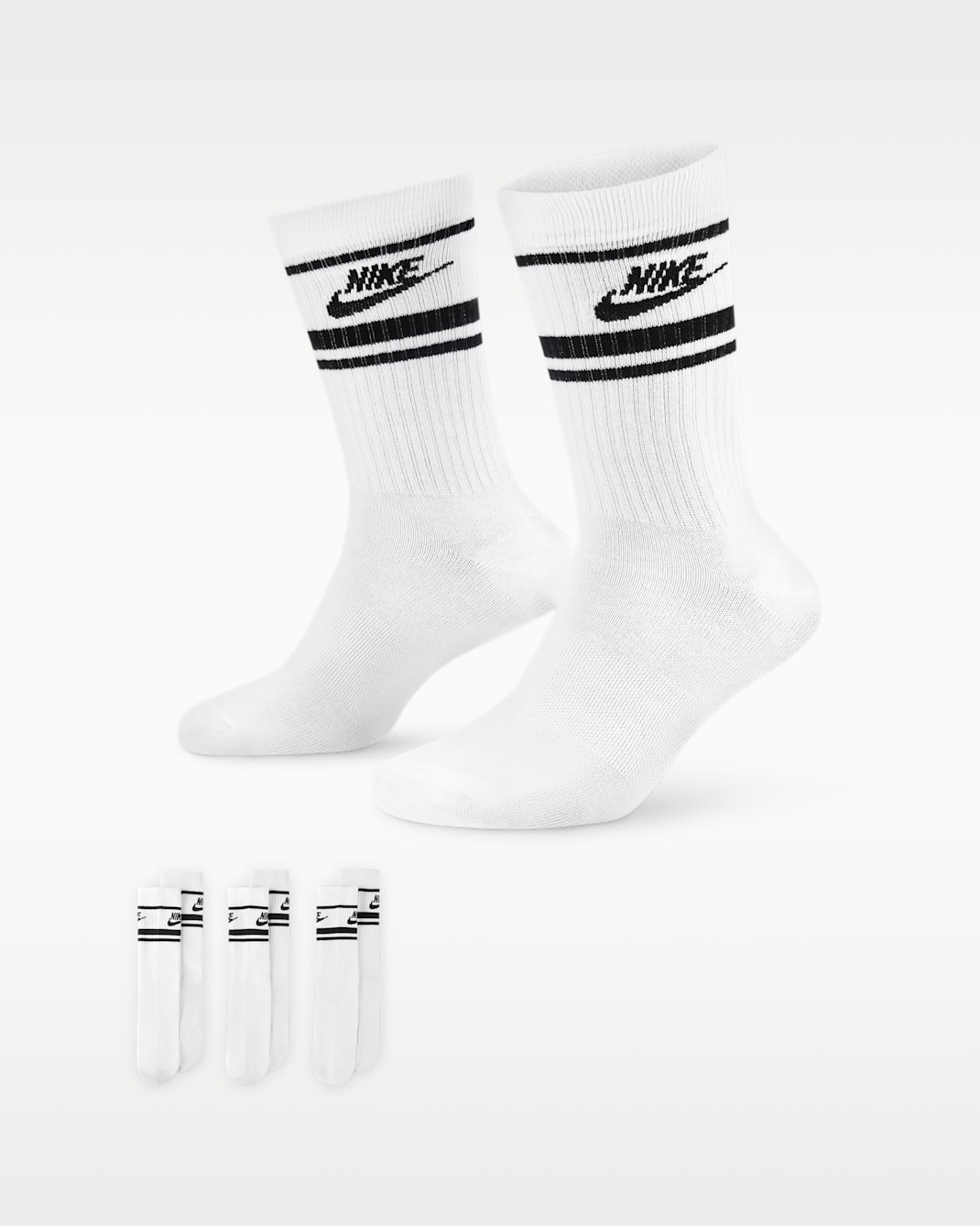 Nike Sportswear Dri-FIT Everyday Essential Crew Socks (3 Pairs) - White/Black/Black