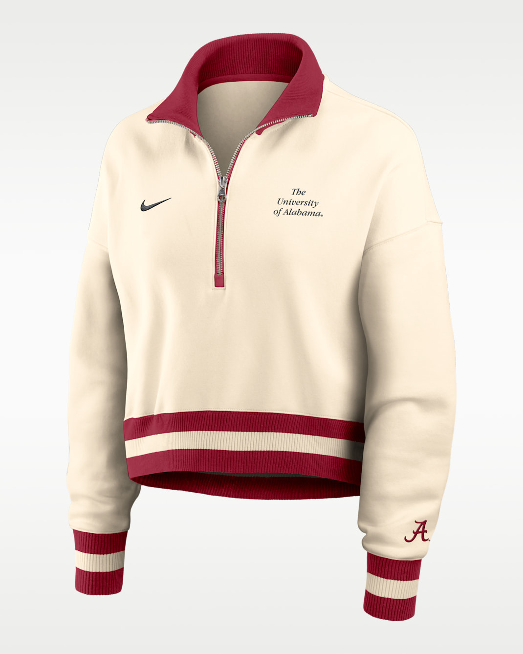 Alabama Legacy Women's Nike College Cropped 1/4-Zip Crew - Tan/Beige