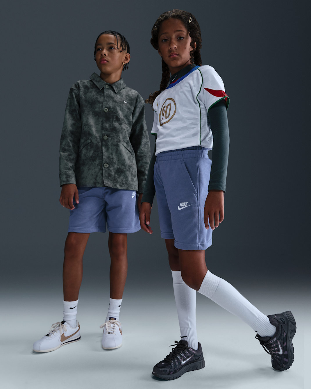 กางเกงขาสั้นผ้าเฟรนช์เทรีเด็กโต Nike Sportswear Club Fleece - World Indigo/ขาว