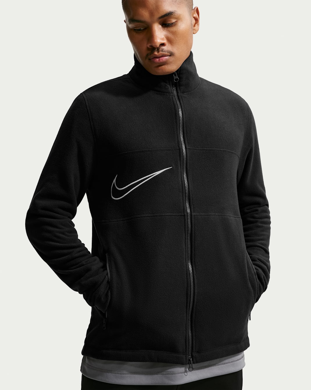 Chamarra de futbol Therma-FIT de cierre completo y tejido Fleece para hombre Nike Premier - Negro/Blanco