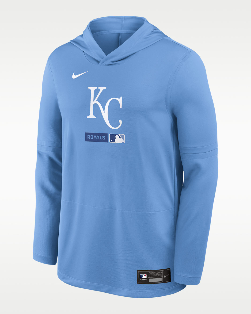 Kansas City Royals Authentic Collection Men's Nike Dri-FIT MLB Long-Sleeve Hooded Top - Light Blue
