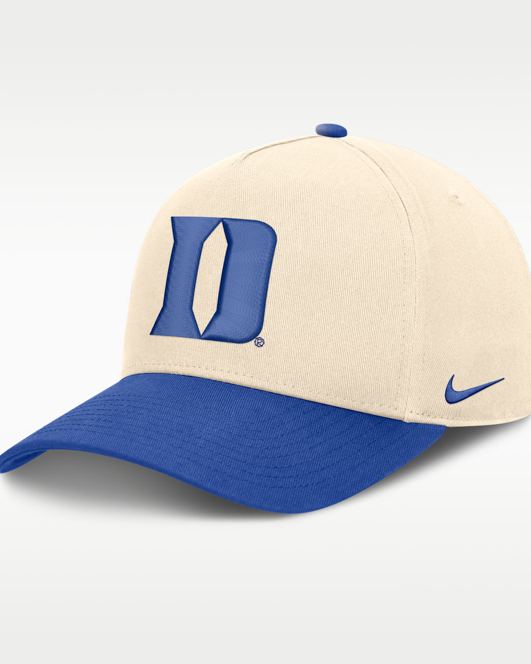 Duke Campus Prep Rise Men's Nike College A-Frame Adjustable Hat - Natural/Royal