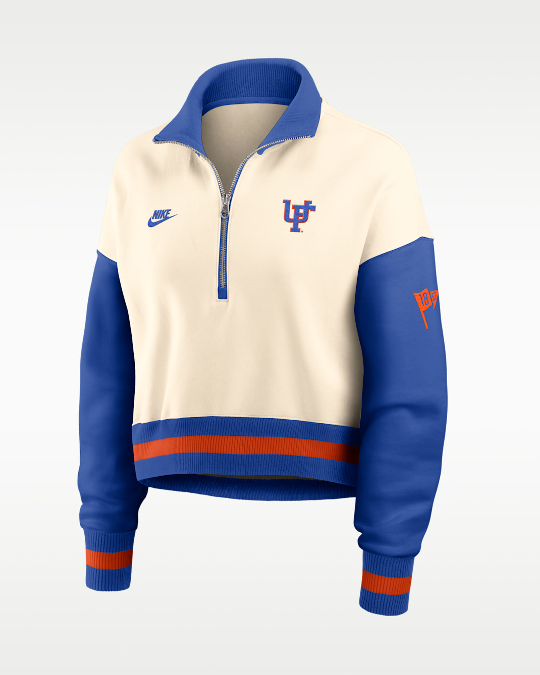 Florida Legacy Women's Nike College Cropped Oversized 1/4-Zip Crew - Natural/Royal