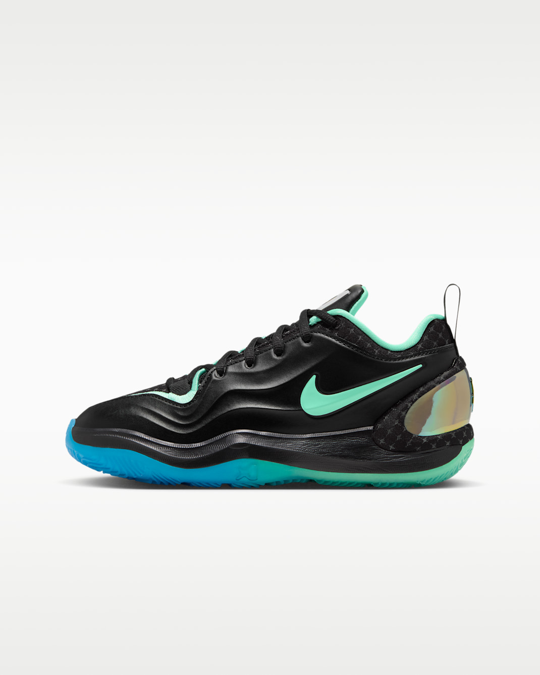 A'Two "Nike Nationals" Big Kids' Basketball Shoes - Black/Blue Glow/Multi-Color/Green Glow