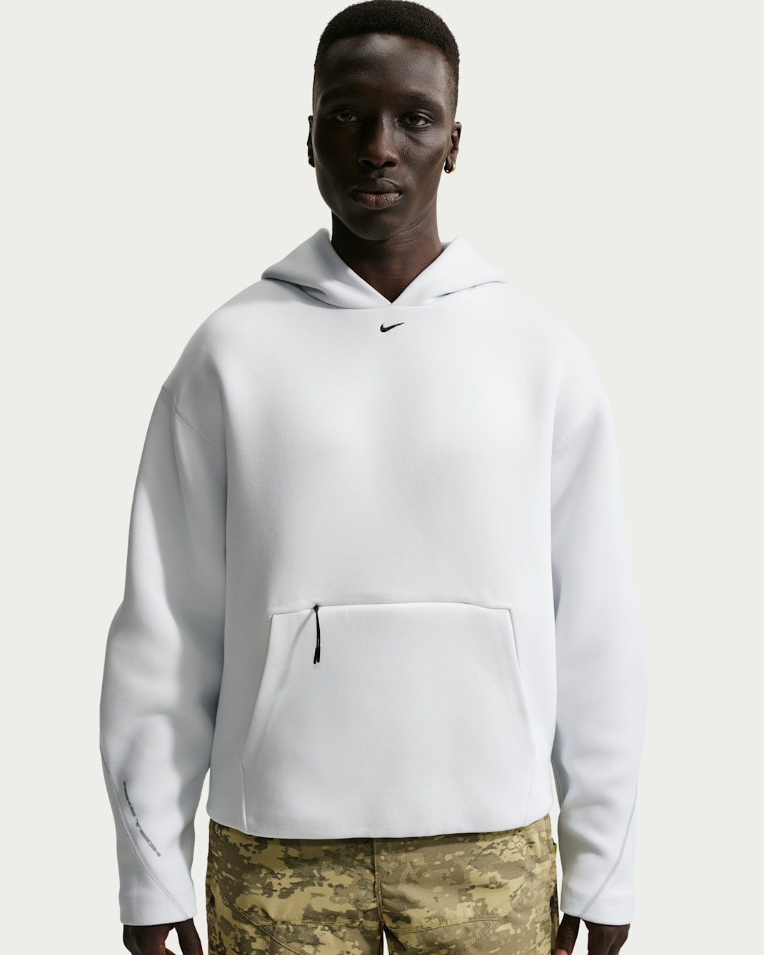 Sweat à capuche homme en tissu Fleece Nike Tech - Off White/Noir
