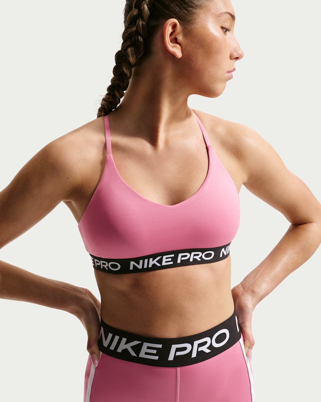 Nike Pro Older Kids' (Girls') Indy Bra - Peony/Black/White