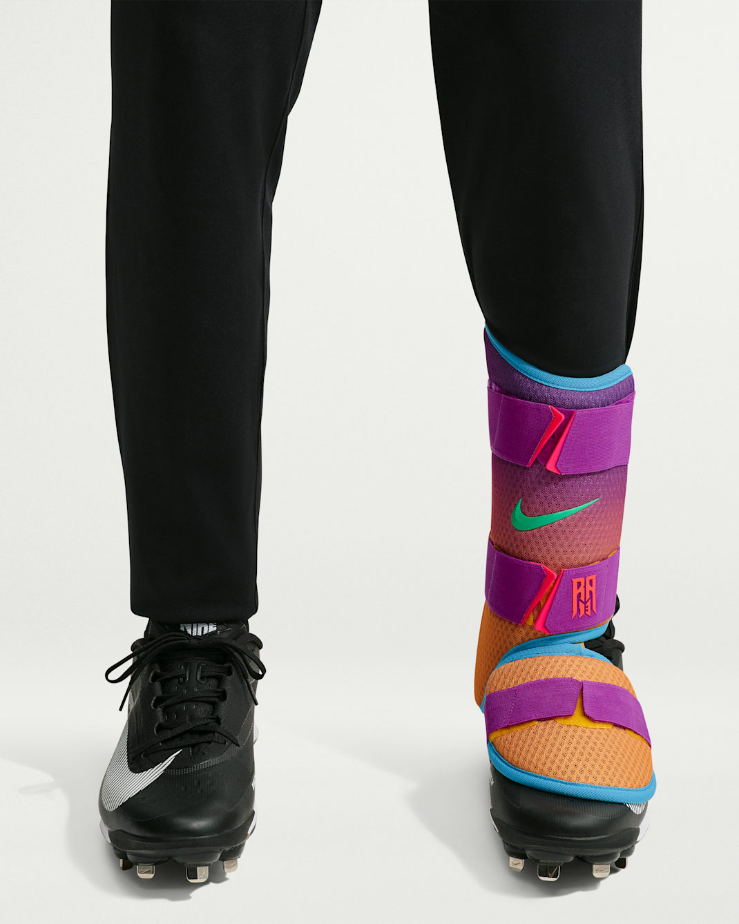 Nike Diamond "Ronald Acuña Jr" Baseball Batter's Leg Guard (Right-Handed Hitter) - University Gold/Baltic Blue/Green Shock