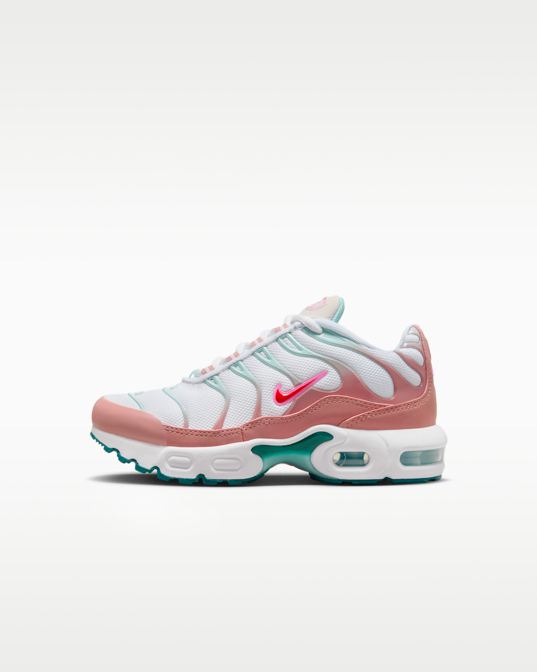 Tenis para niños de preescolar Nike Air Max Plus - Blanco/Rojo nebulosa/Jade hielo/Rojo sirena