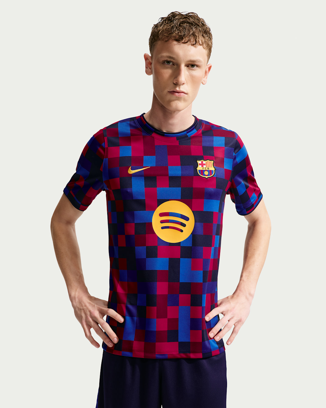 F.C. Barcelona Home Men's Nike Dri-FIT Football Pre-Match Top - Noble Red/Noble Red/Blackened Blue/Mineral Yellow