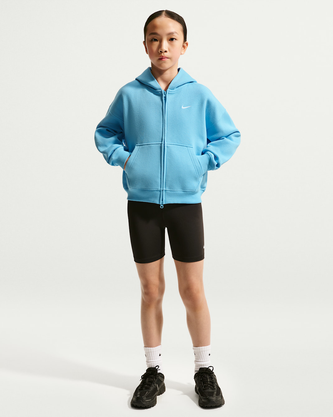 Nike Sportswear Studio Fleece Big Kids' (Girls') Oversized Full-Zip Hoodie