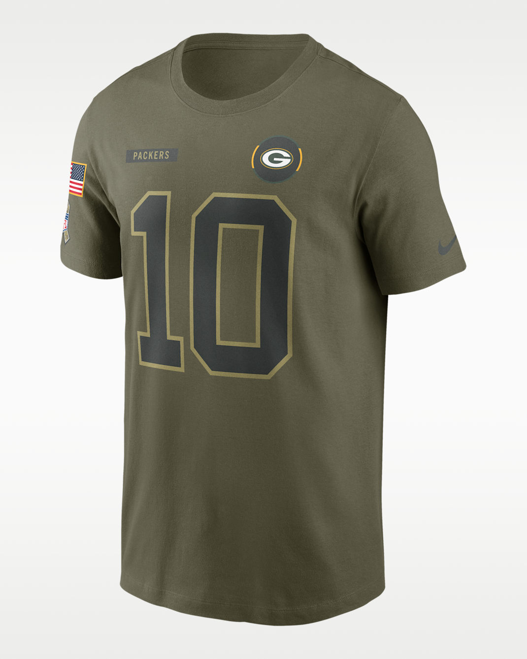 Jordan Love Green Bay Packers Salute To Service Men’s Nike NFL T-Shirt - Olive