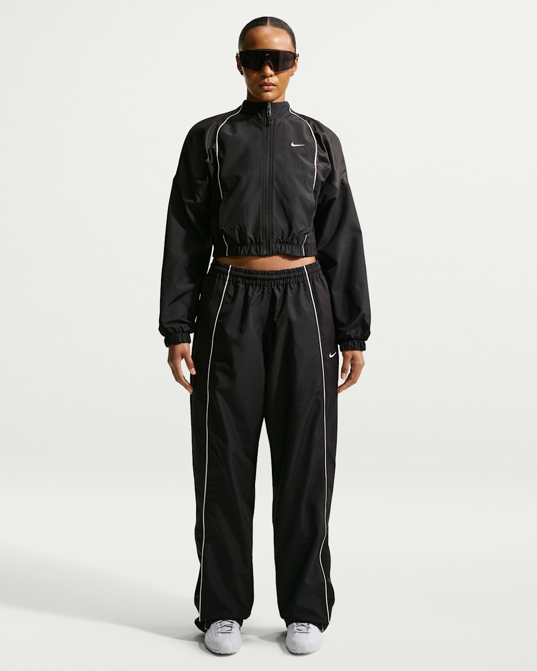 Nike Sportswear Women's Oversized Mid-Rise Tracksuit Bottoms - Black/Black/Black/Sail
