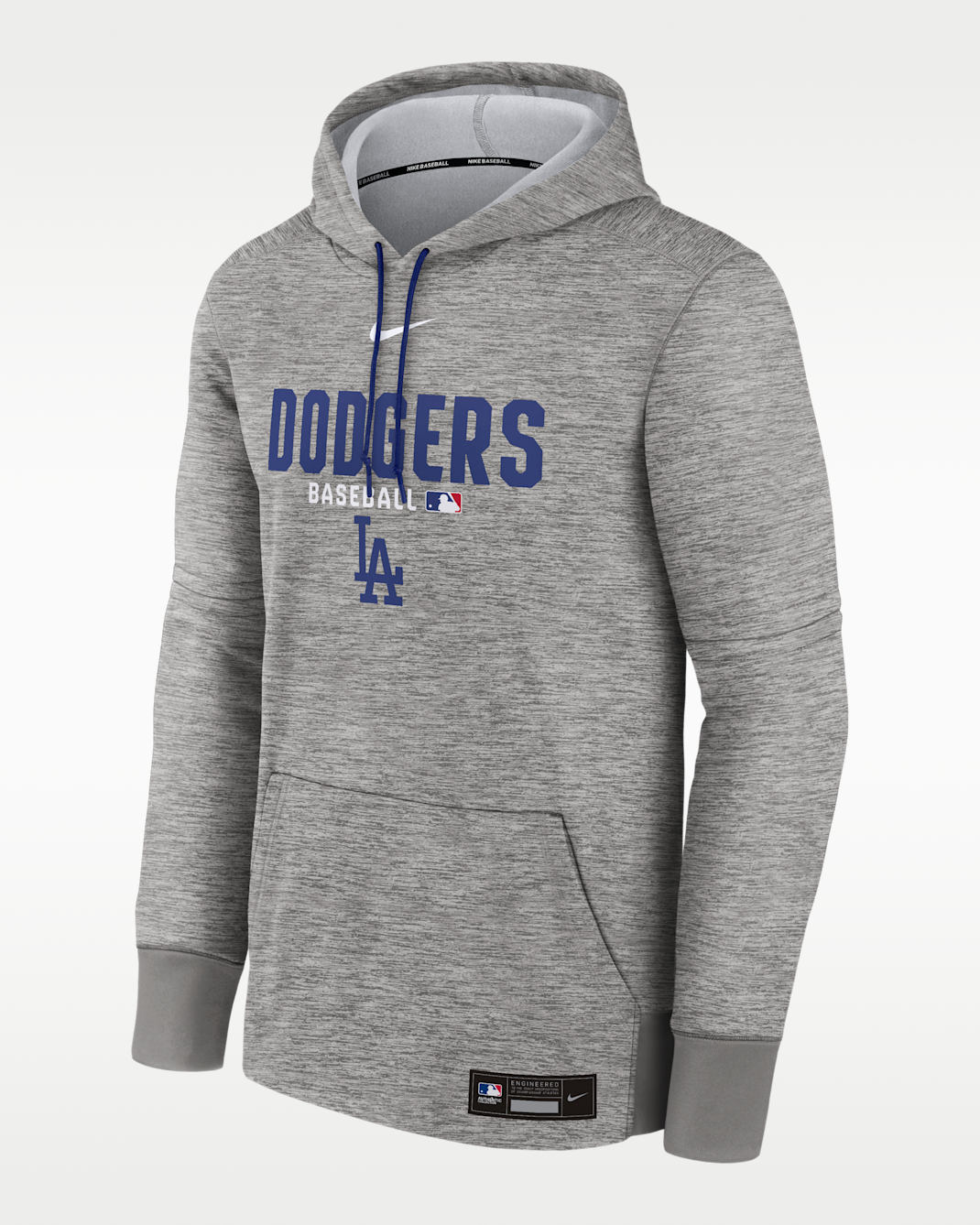 Los Angeles Dodgers Authentic Collection Men's Nike Therma MLB Pullover Hoodie - Dark Grey Heather