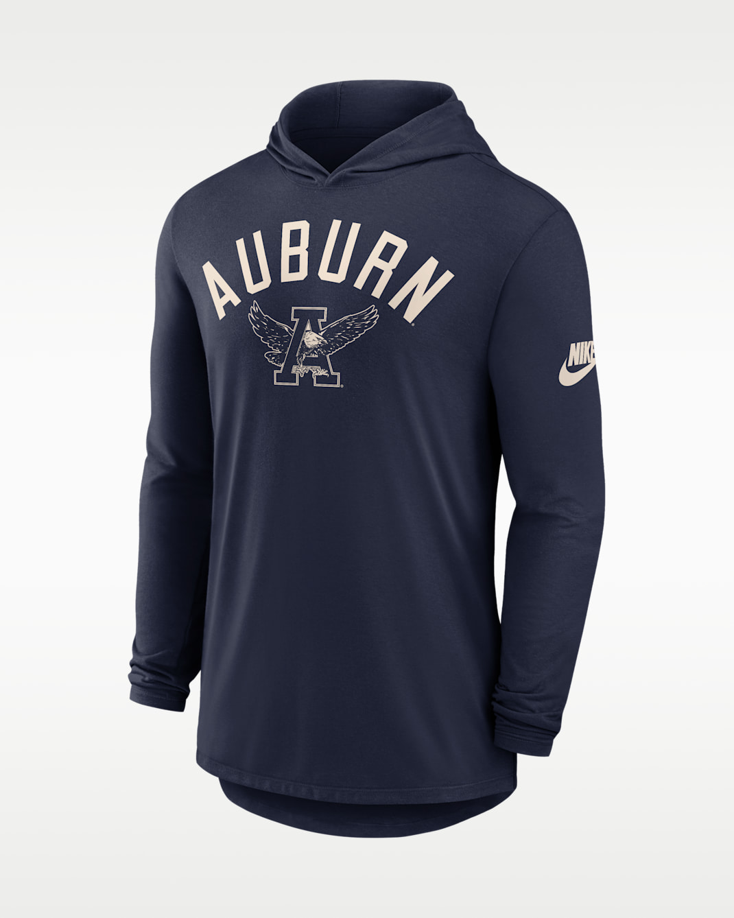 Playera universitaria con gorro de manga larga Nike Dri-FIT para hombre Auburn Legacy Arch - Azul marino