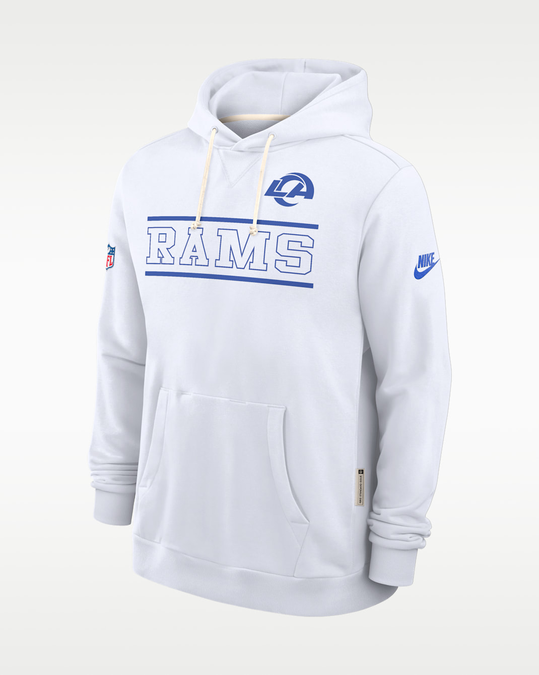 Sudadera con gorro sin cierre Nike Dri-FIT de la NFL para hombre Los Angeles Rams Alt Standard Issue - Blanco