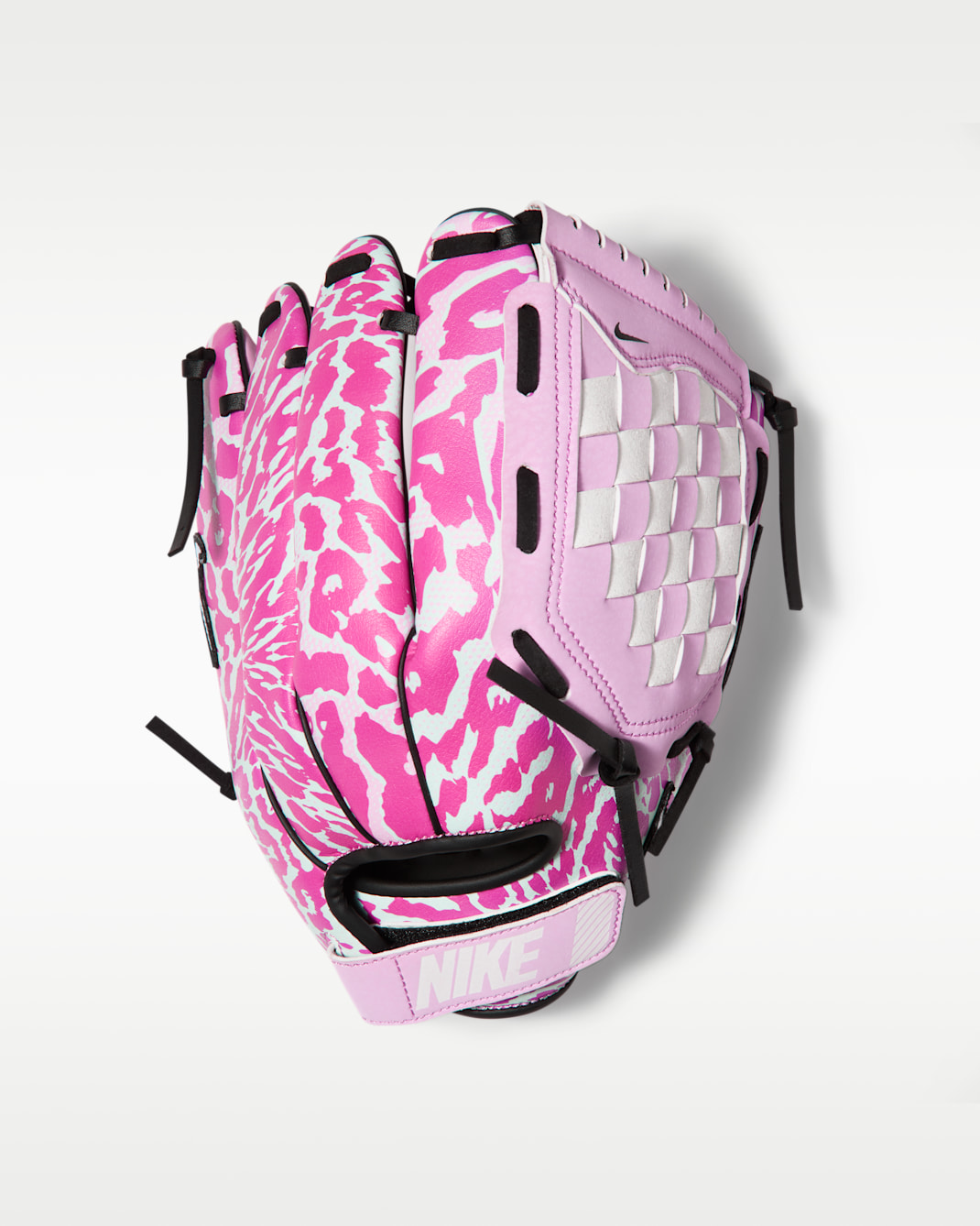 Guante de softbol para niños talla grande (para lanzar con la mano izquierda) Nike Hyperdiamond 2.0 - Rosa activo/Rosa resplandor/Negro