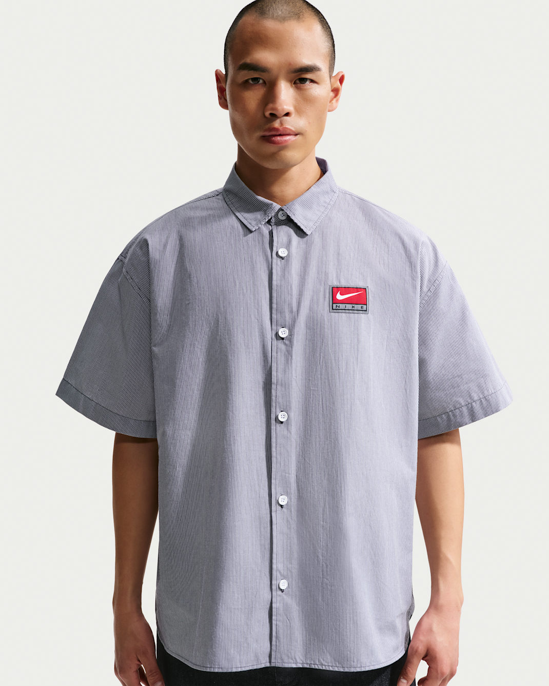 Nike Life Men's Short-Sleeve Button-Down Top - Anthracite/White/White