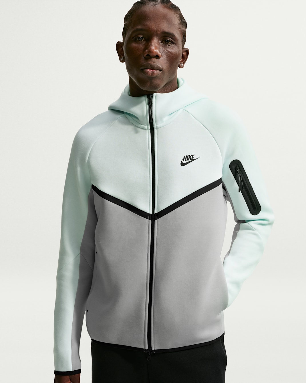 Nike Tech Men's Fleece Windrunner Full-Zip Jacket - Barely Green/Light Silver/Black