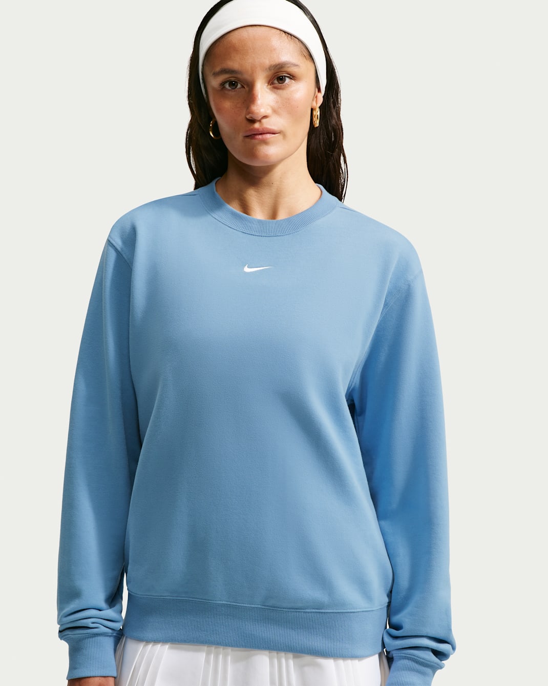 Sudadera de cuello redondo para mujer Nike Studio Fleece Lightweight - Azul de trabajo/Vela