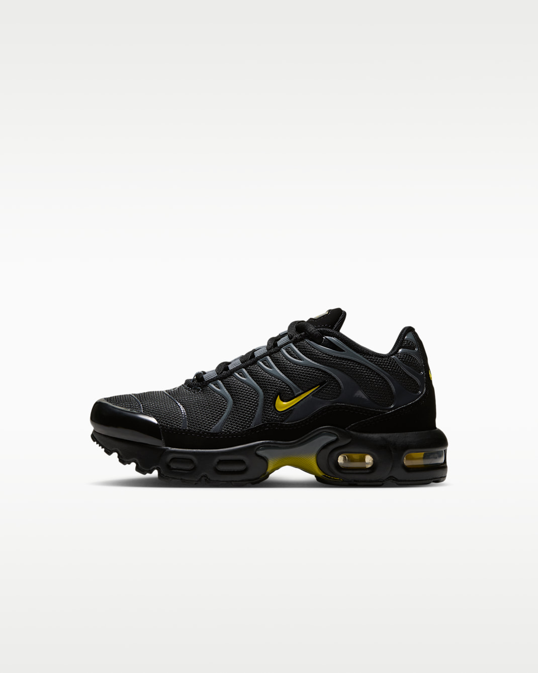 Nike Air Max Plus Schuh (jüngere Kinder) - Dark Smoke Grey/Schwarz/Cool Grey/Chrome Yellow