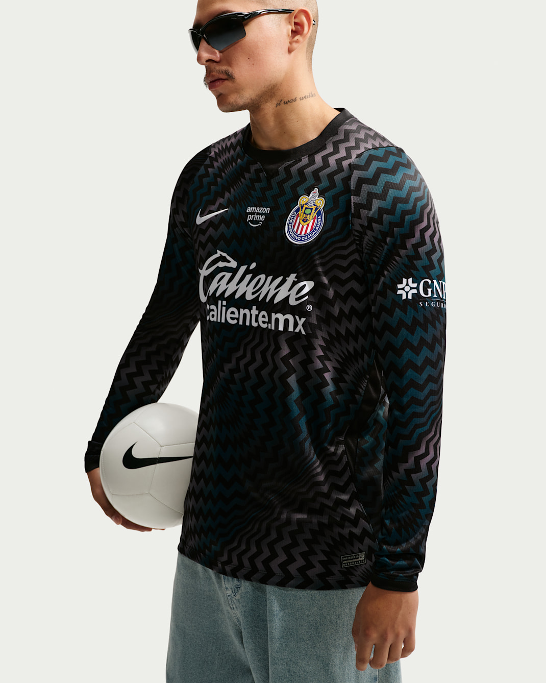 Jersey de futbol Nike Dri-FIT Replica del C.D. Guadalajara portero 2026/27 Stadium para hombre - Negro/Blanco