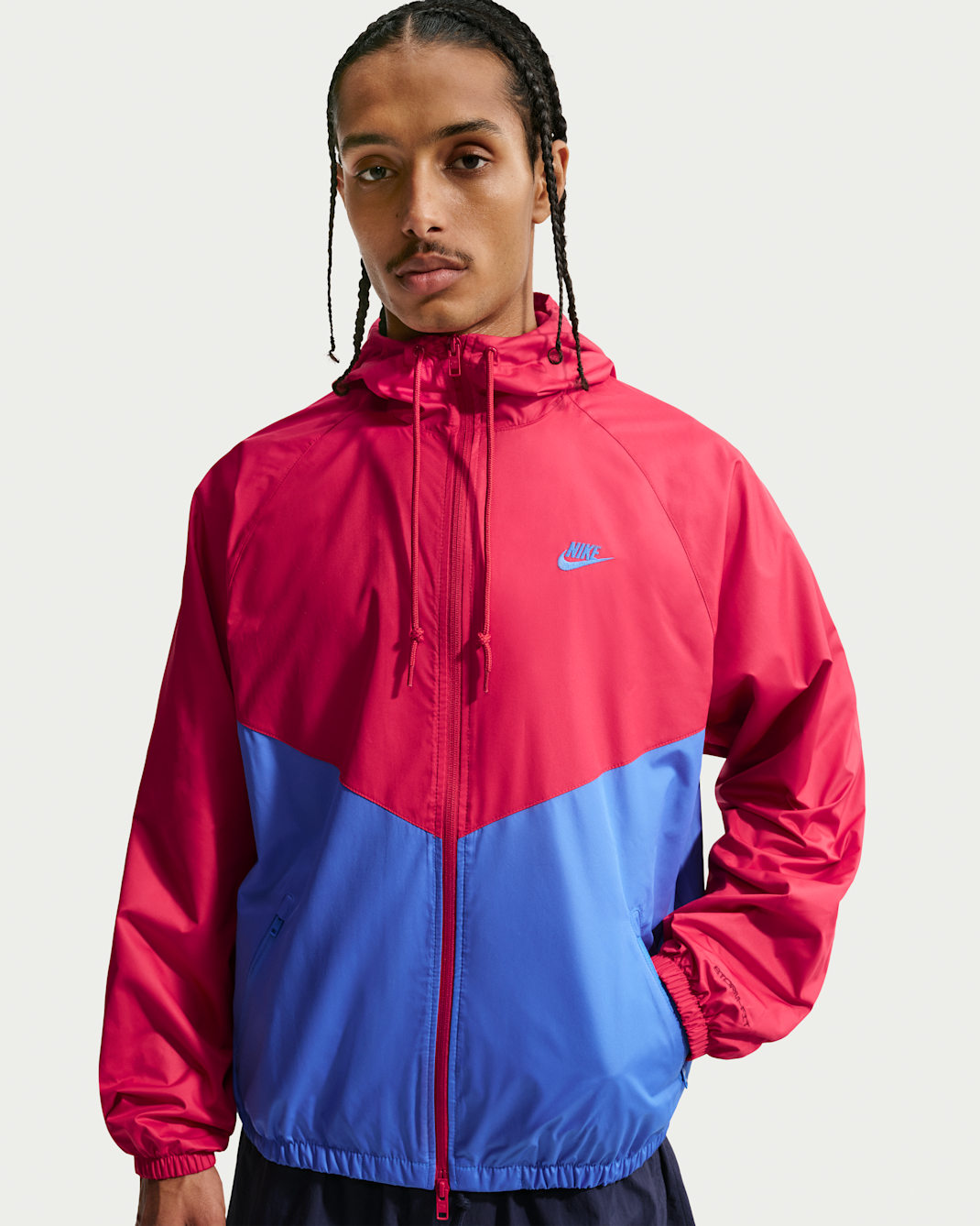 Chamarra forrada Nike Windrunner para hombre - Rojo gimnasio/Azul cristal/Azul cristal