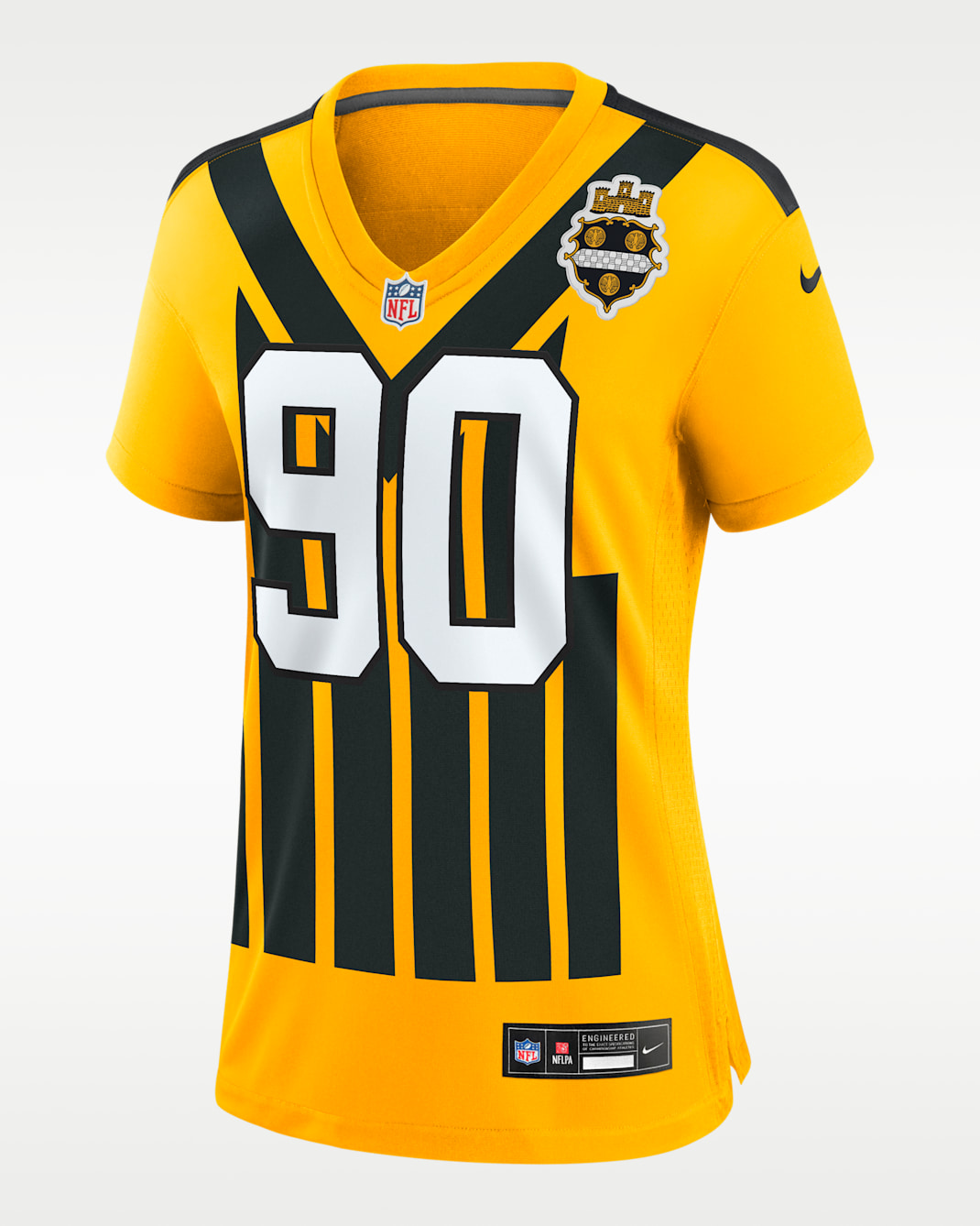 Jersey Nike de la NFL Game para mujer de T.J. Watt de los Pittsburgh Steelers - Oro universitario