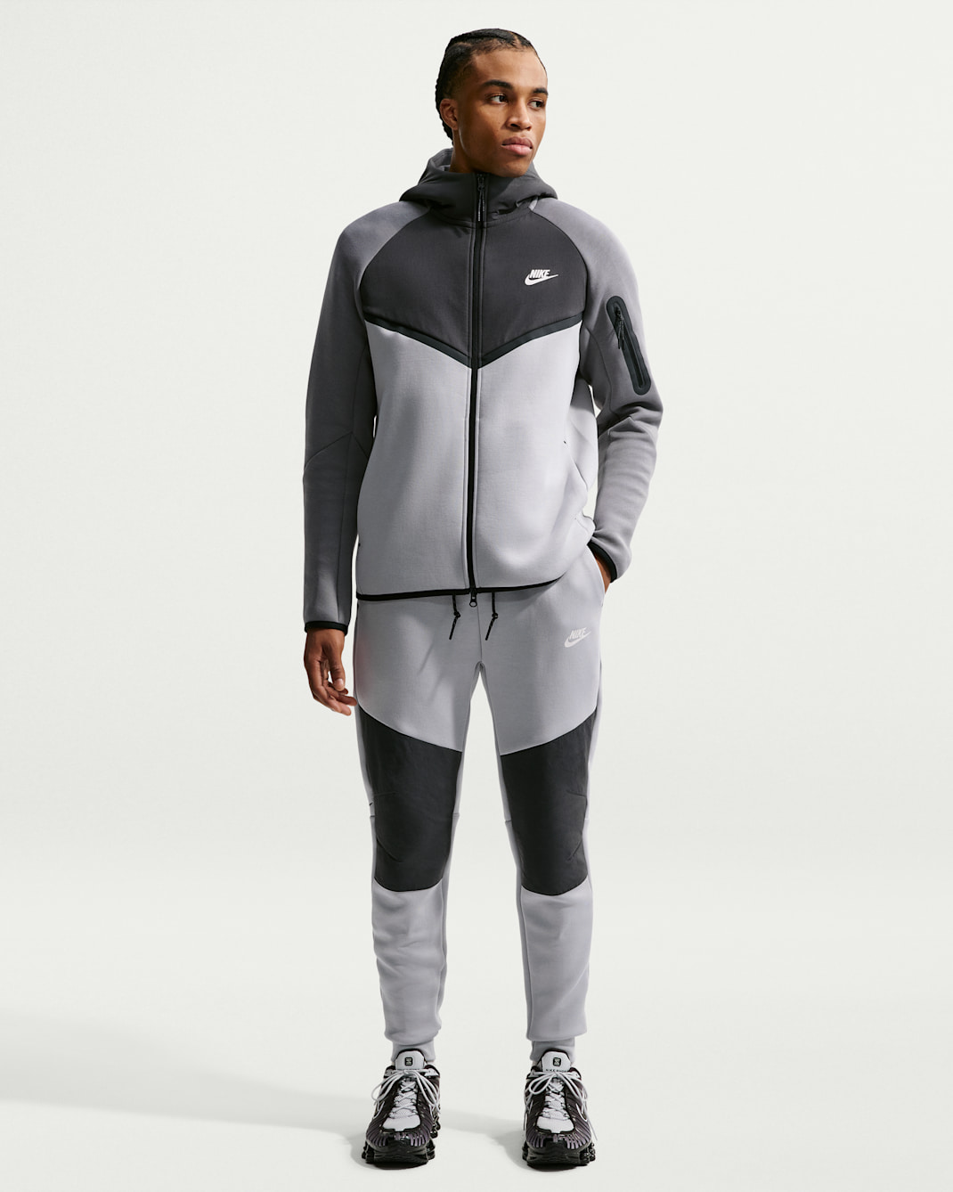 Nike Tech polár férfi szabadidőnadrág - Light Smoke Grey/Anthracite/Pink Foam