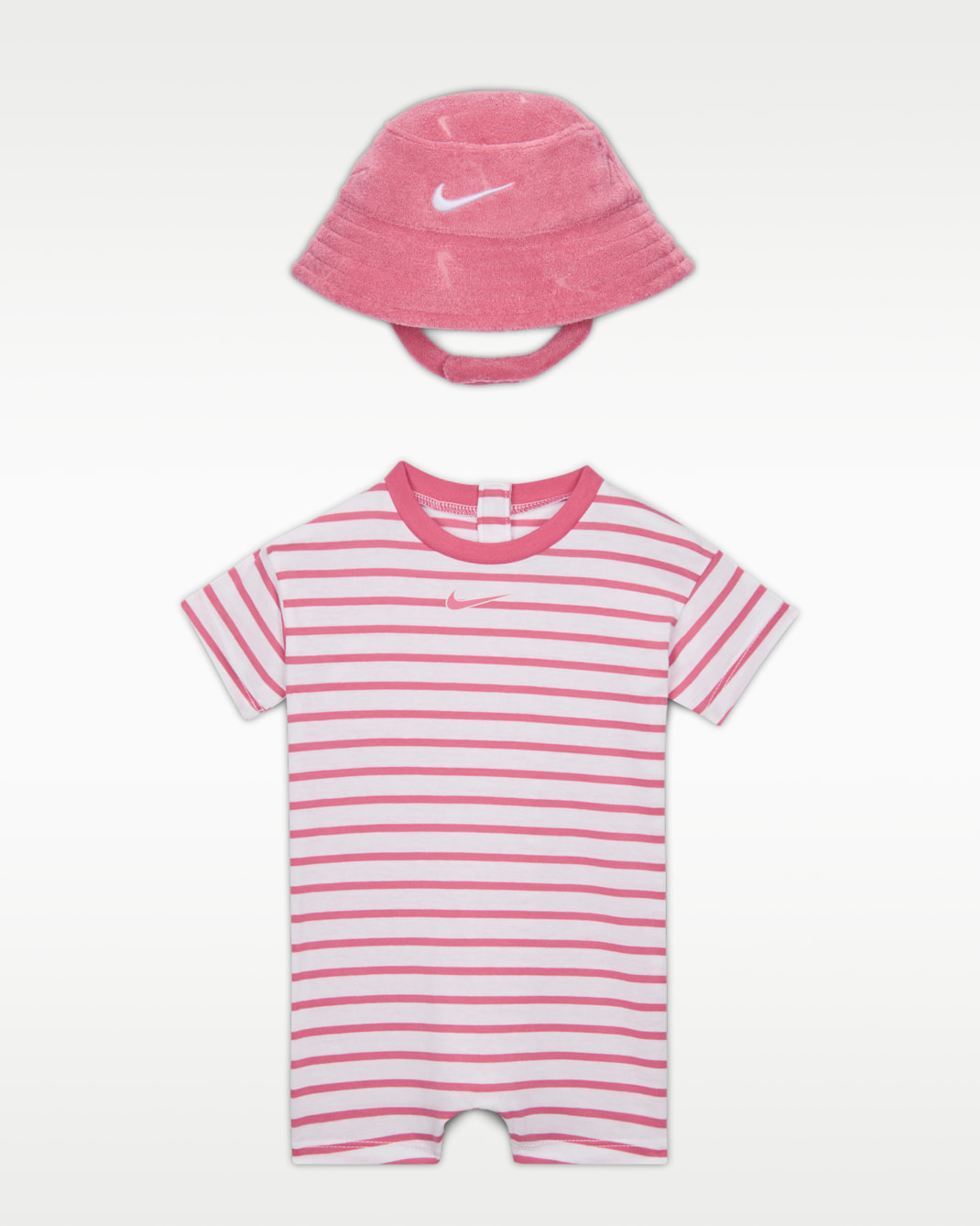 Nike Baby Short Sleeve Romper with Bucket Hat - Peony