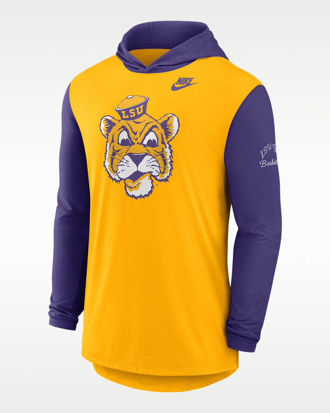 Playera de manga larga universitaria Nike Dri-FIT con gorro para hombre LSU Campus Legacy - Oro