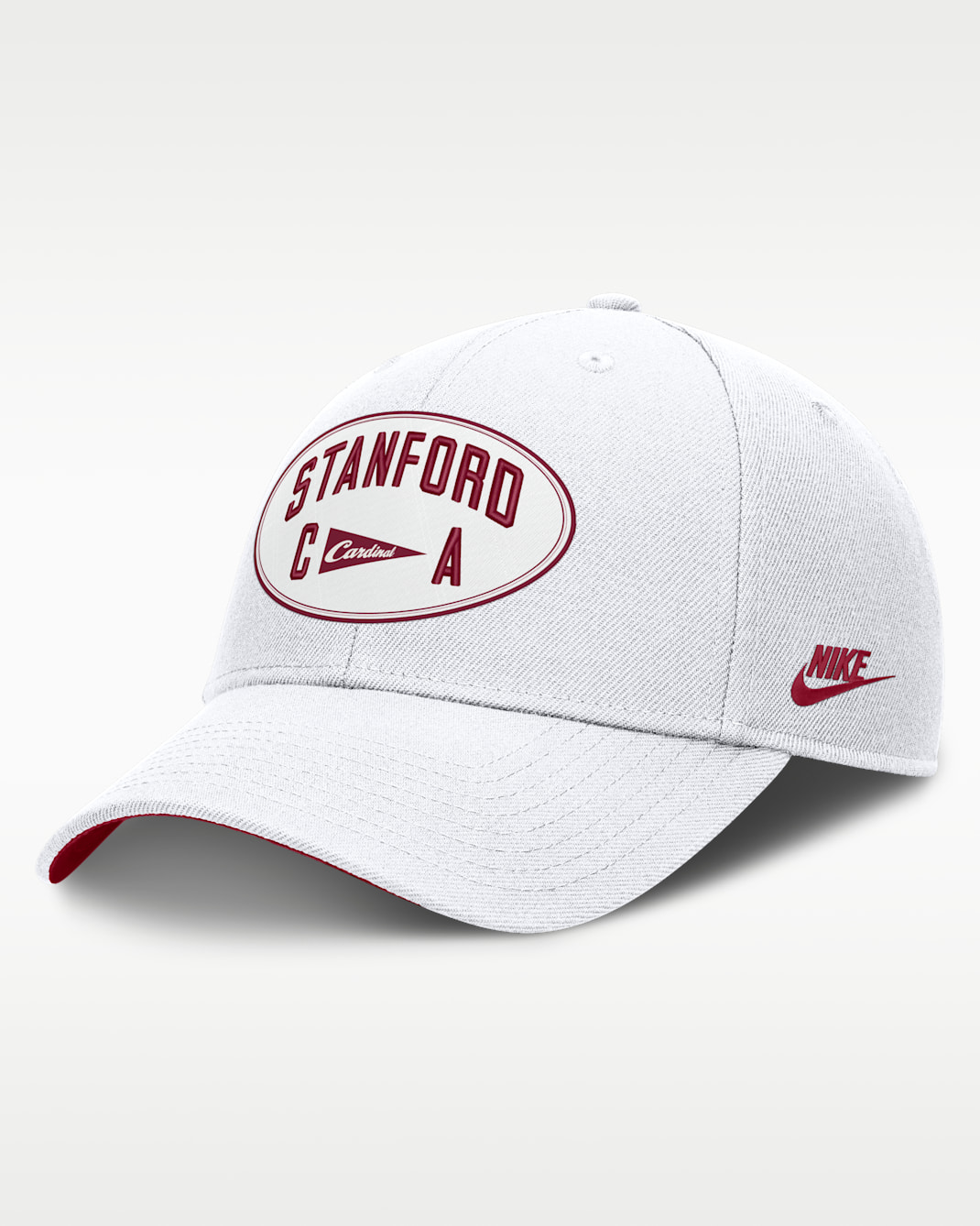 Stanford Legacy Letter & Location Rise Men's Nike Dri-FIT College A-Frame Adjustable Hat - White/Team Crimson