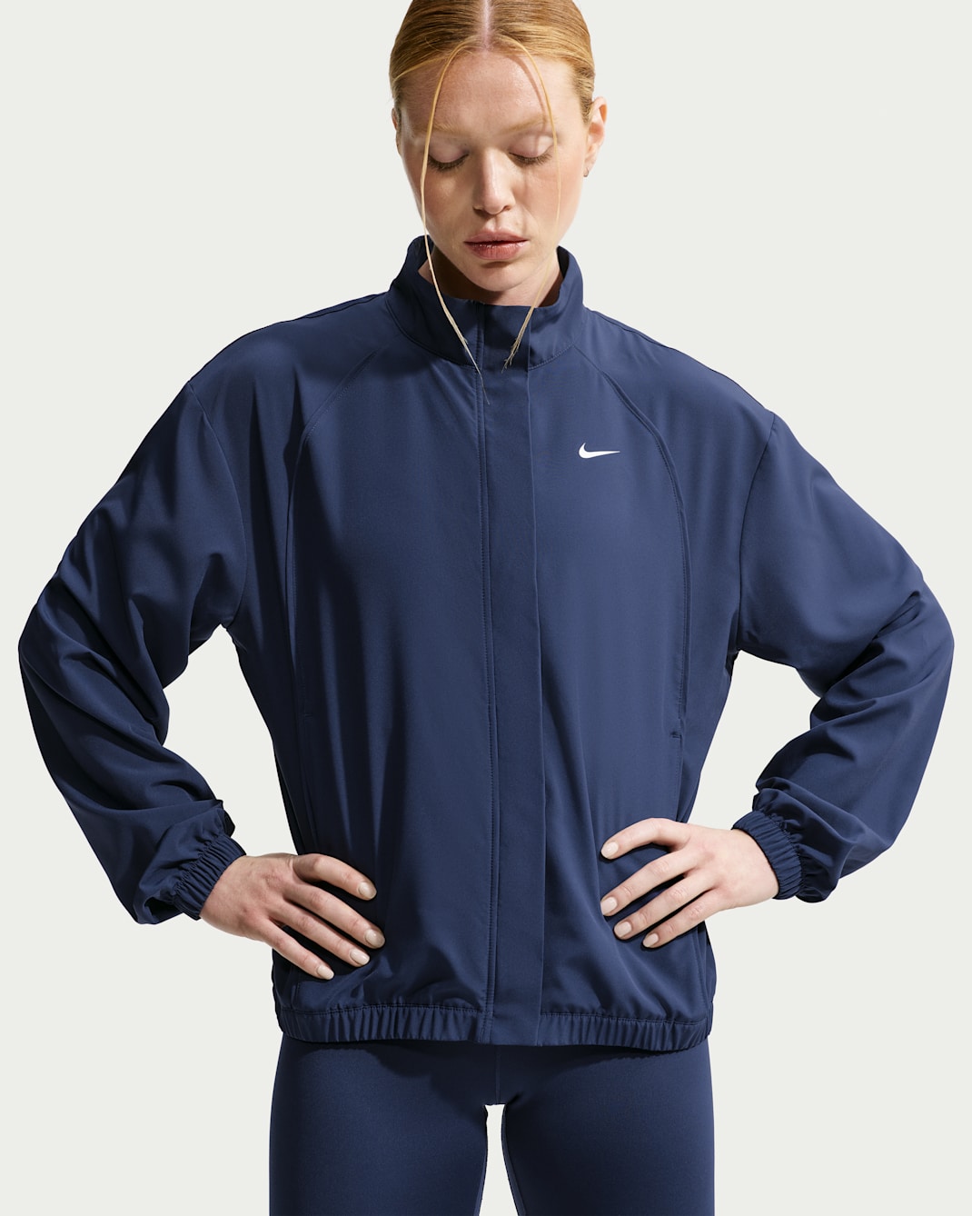 Nike One Women's Dri-FIT Woven Jacket - Midnight Navy/White