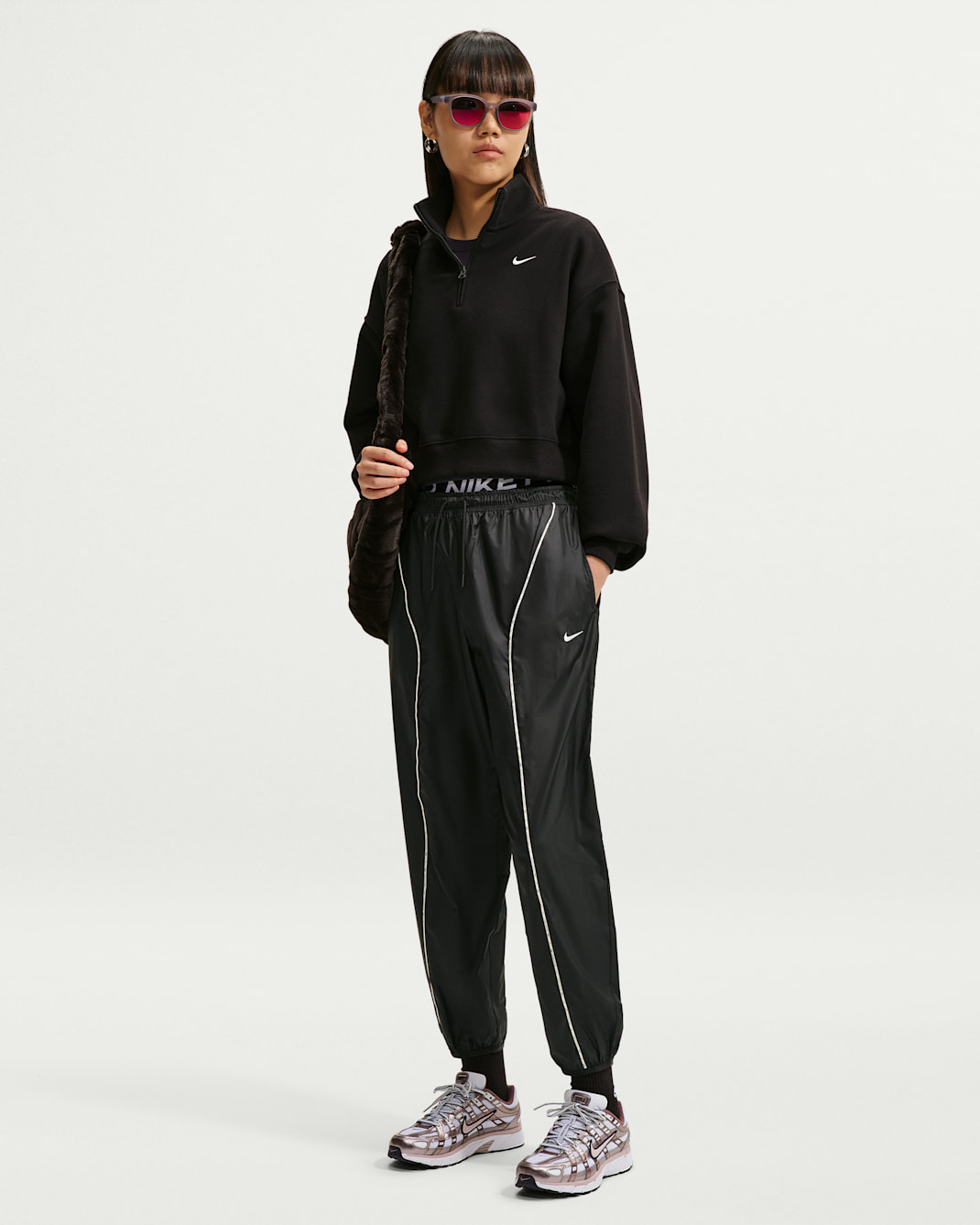 Nike Sportswear Women's Mid-Rise Repel Woven Trousers - Black/Sail/Sail