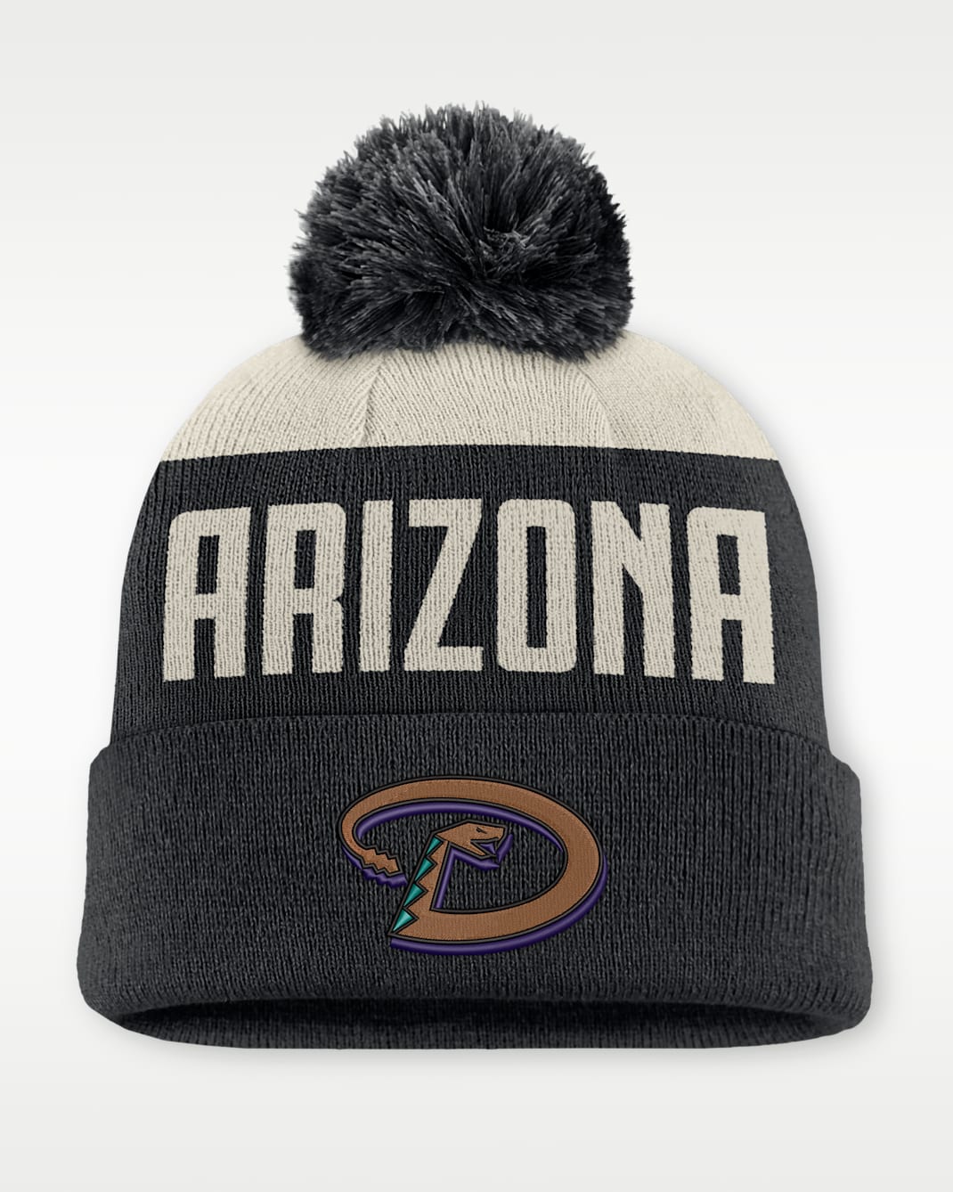 Arizona Diamondbacks Cooperstown Peak Men's Nike MLB Cuffed Pom Beanie - Black/White