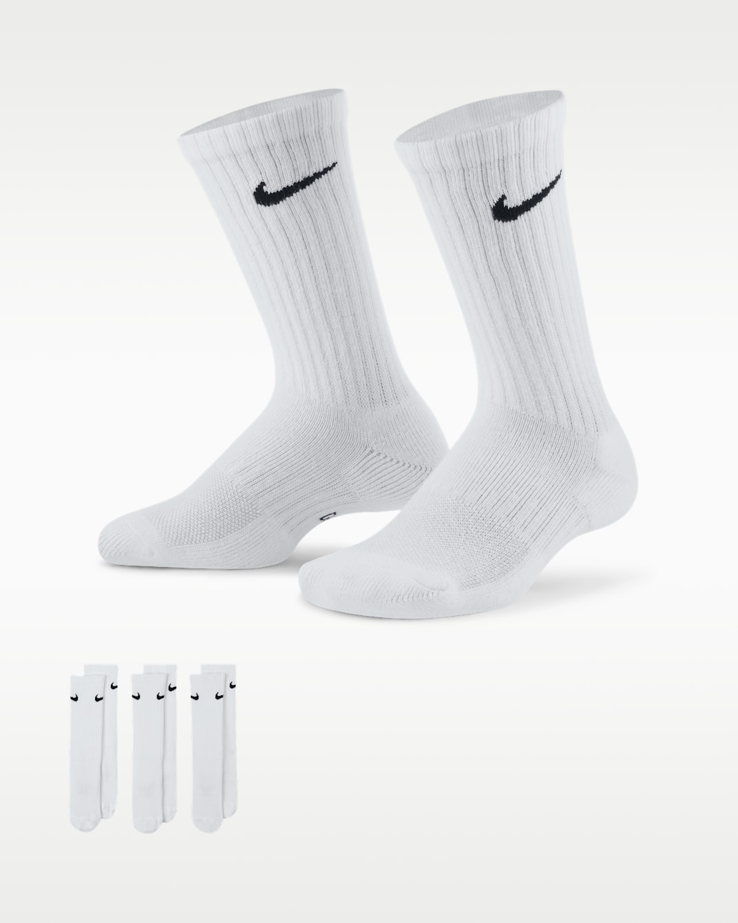 ถุงเท้าข้อยาวเด็กลดแรงกระแทก Nike Everyday (3 คู่) - ขาว/ดำ