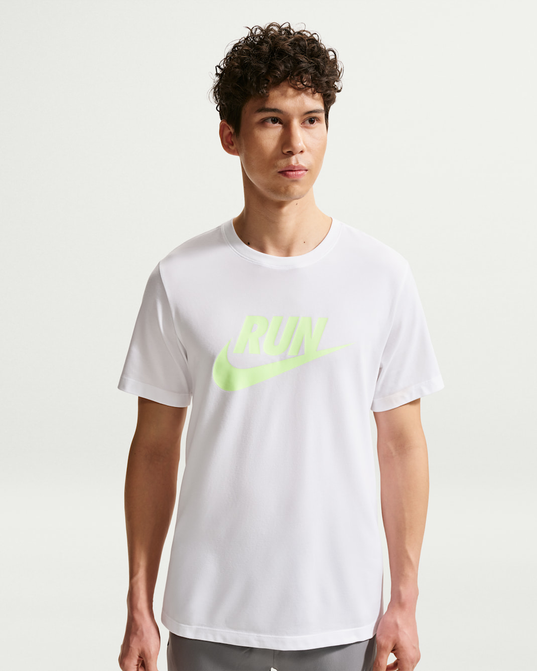 Nike Men's Dri-FIT Running T-Shirt - White/Barely Volt