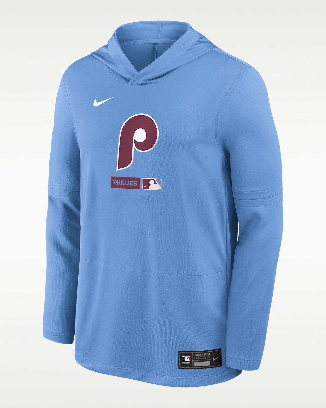 Philadelphia Phillies Authentic Collection Men's Nike Dri-FIT MLB Long-Sleeve Hooded Top - Light Blue