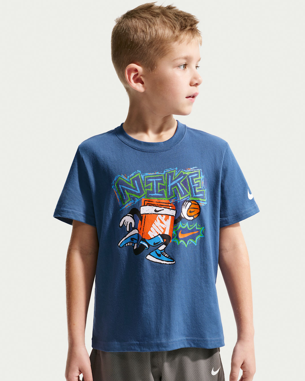 Playera de básquetbol Chalky Boxy para niños de preescolar Nike - Azul marino místico