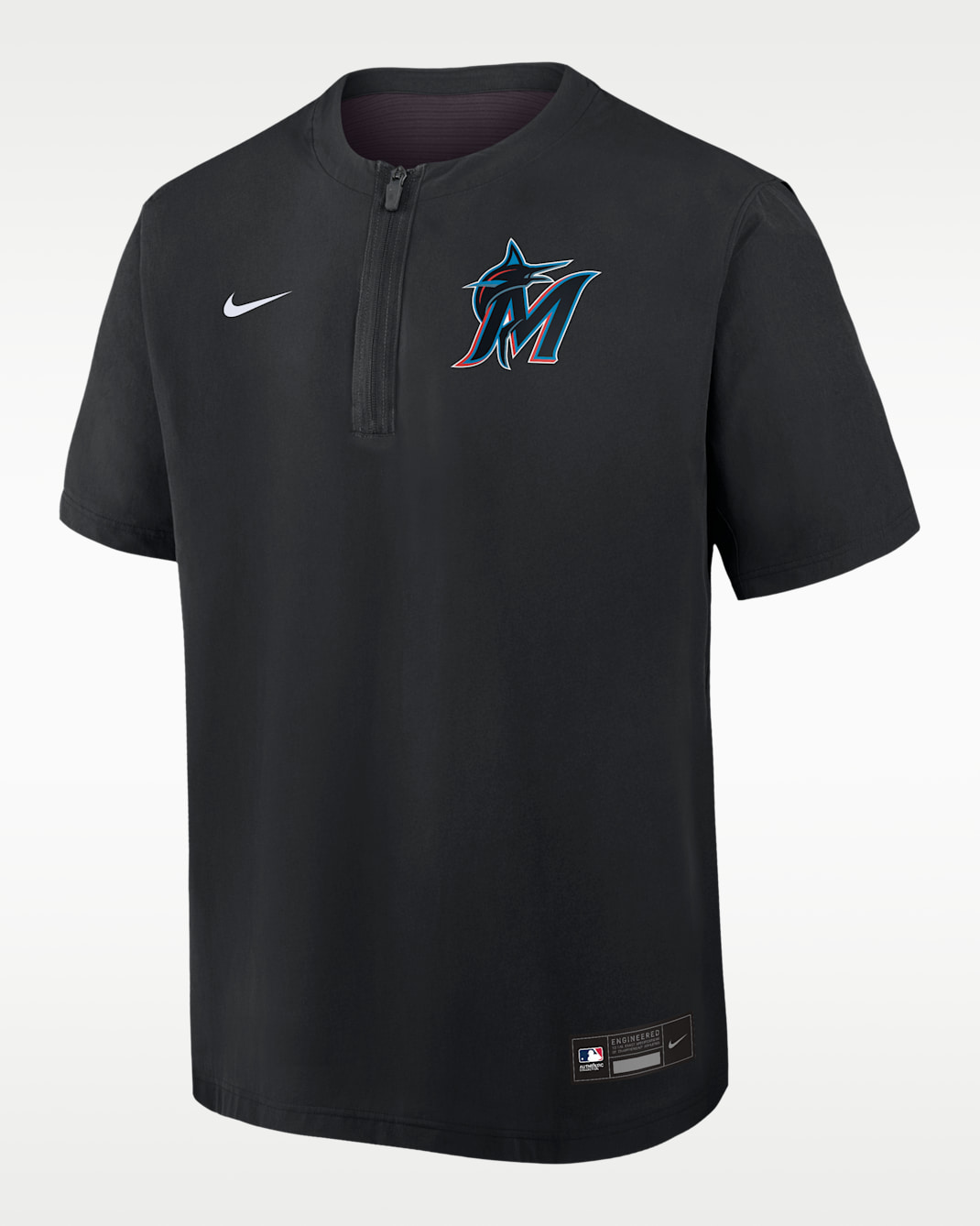 Miami Marlins Authentic Collection Men's Nike Dri-FIT MLB 1/4-Zip Short-Sleeve Windshirt - Black