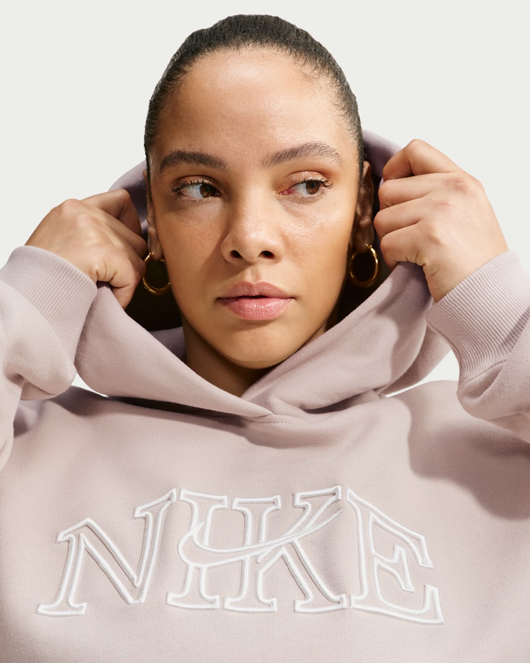 Nike Studio Fleece Medium Weight Women's Oversized Pullover Logo Hoodie (Plus Size)