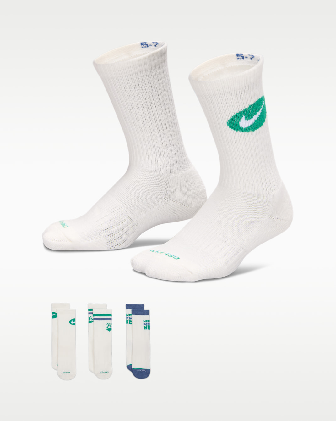 Calcetas Dri-FIT Retro con gráfico (3 pares) para niños talla pequeña Nike - Verde estadio