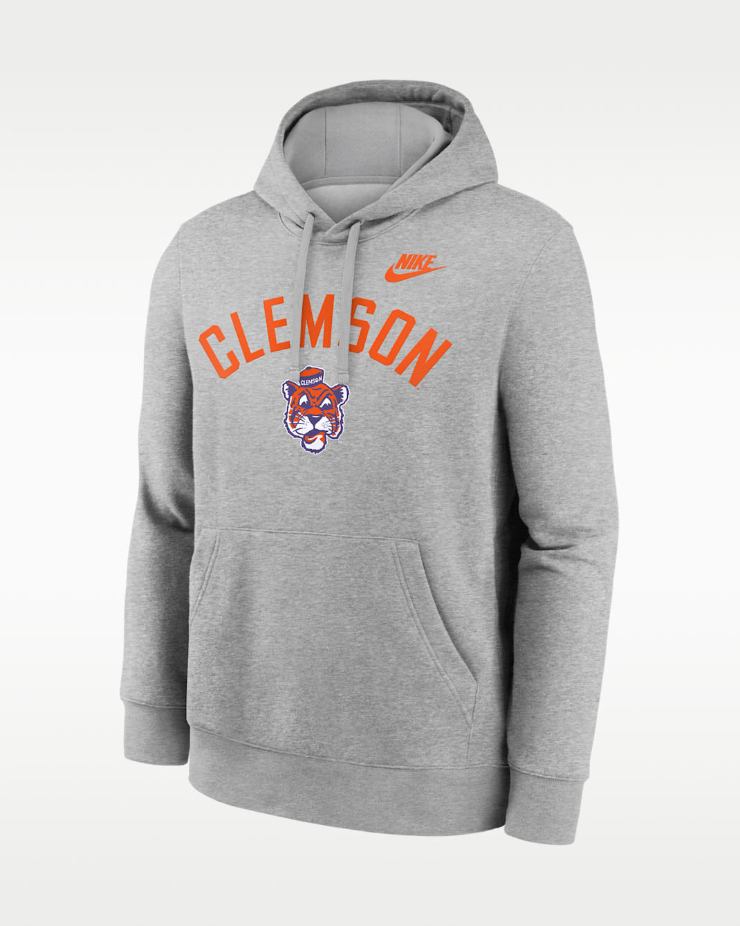 Sudadera con gorro sin cierre universitaria Nike para hombre Clemson Legacy Arch Club - Gris jaspeado