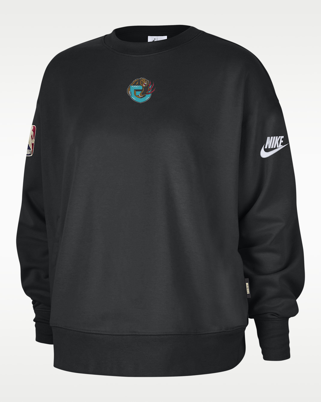 Sudadera de cuello redondo premium de tejido Fleece Nike de la NBA Phoenix para mujer de los Memphis Grizzlies Hardwood Classics - Negro