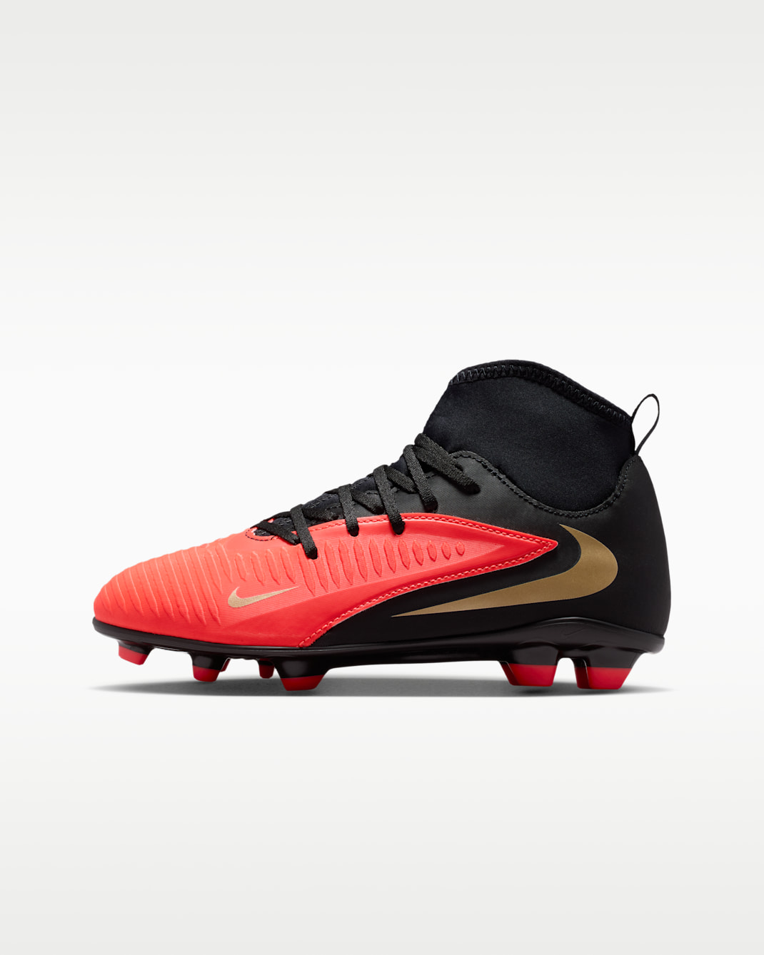 Tacos de fútbol para terrenos múltiples para niños grandes Nike Jr. Phantom 6 High Club - Carmesí brillante/Carmesí brillante/Negro
