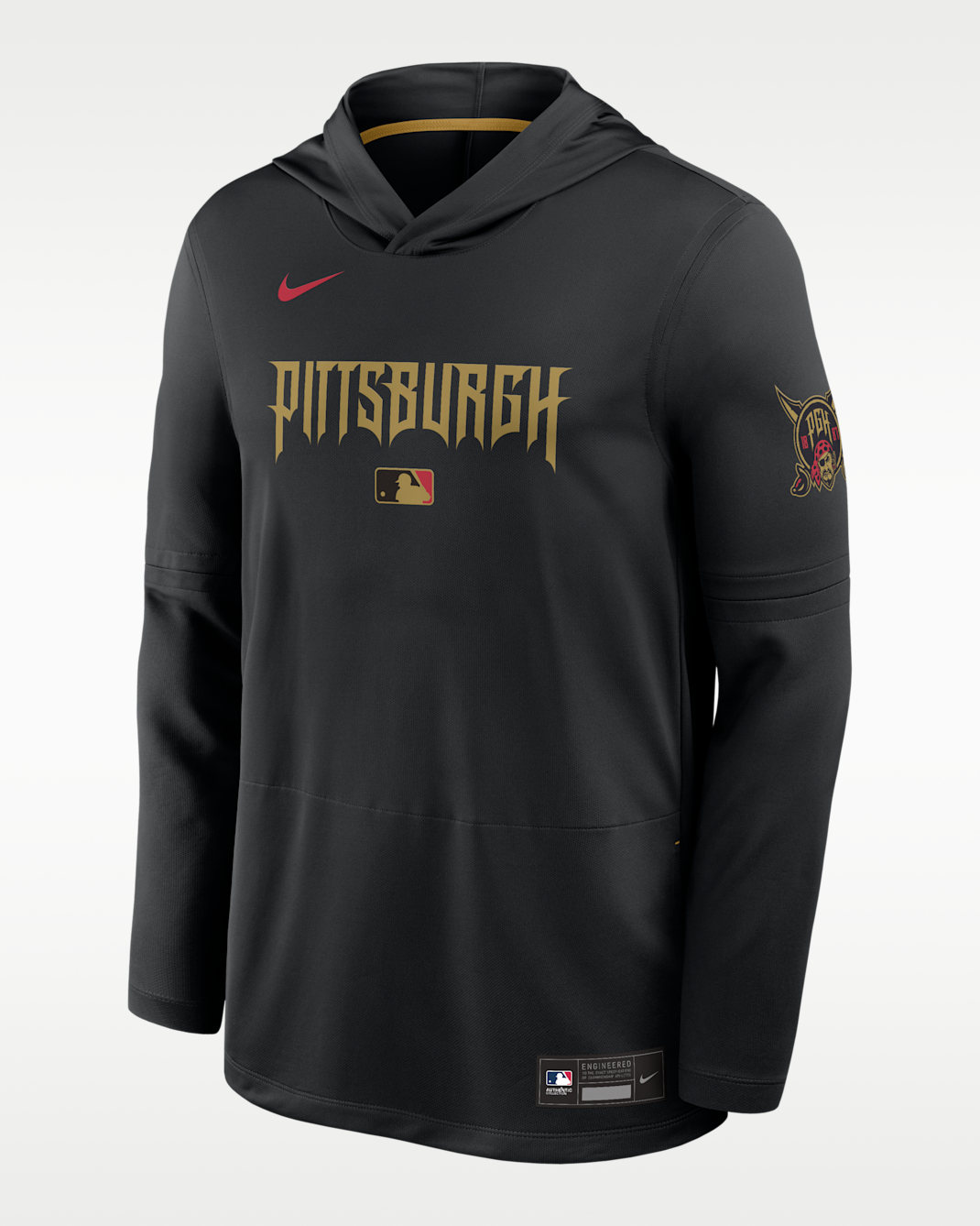 Pittsburgh Pirates City Connect Men's Nike Dri-FIT MLB Long-Sleeve Hooded Top - Black